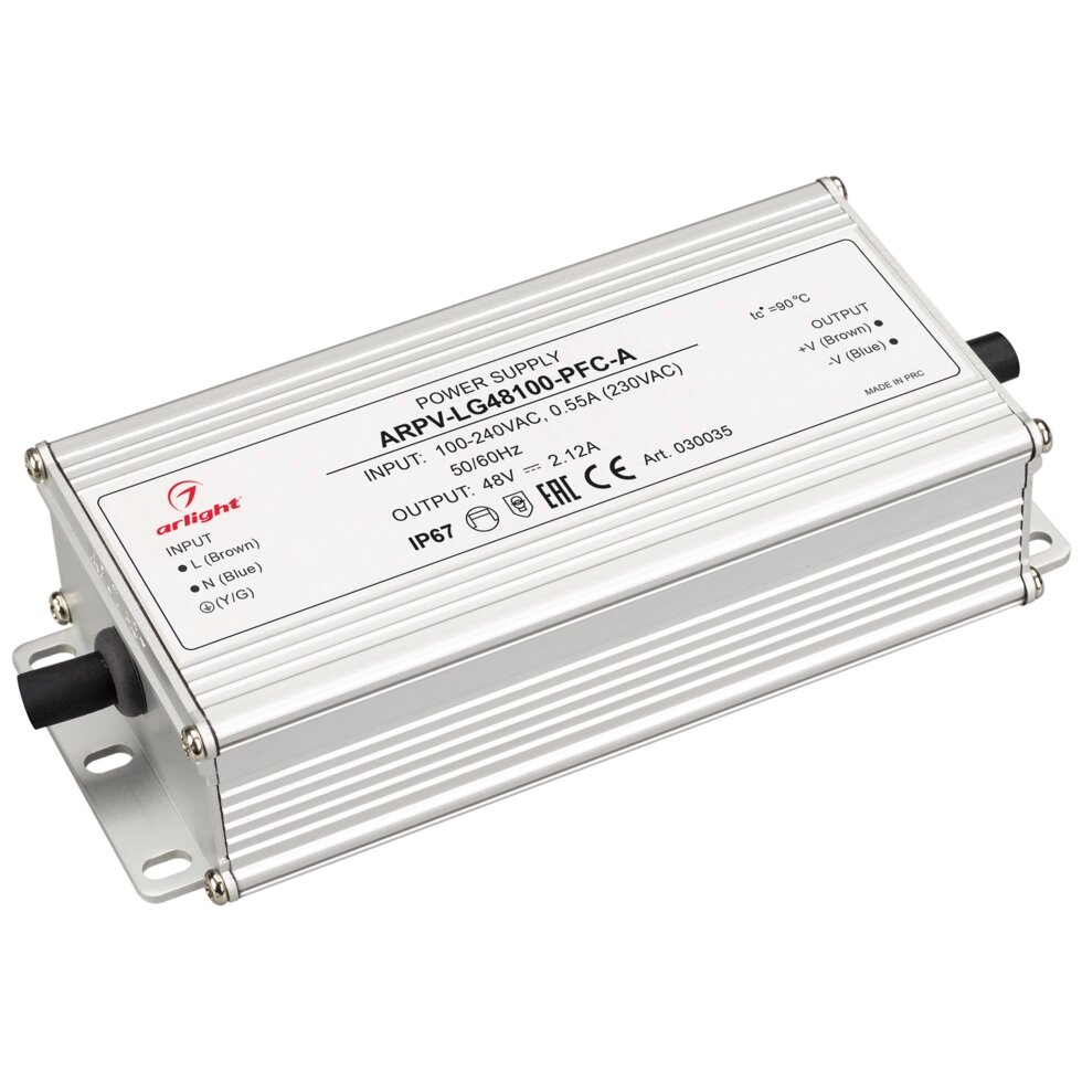 Блок питания ARPV-LG48100-PFC-A (48V, 2.12A, 100W) (Arlight, IP67 Металл, 5 лет) от компании ФЕРОСВЕТ - фото 1