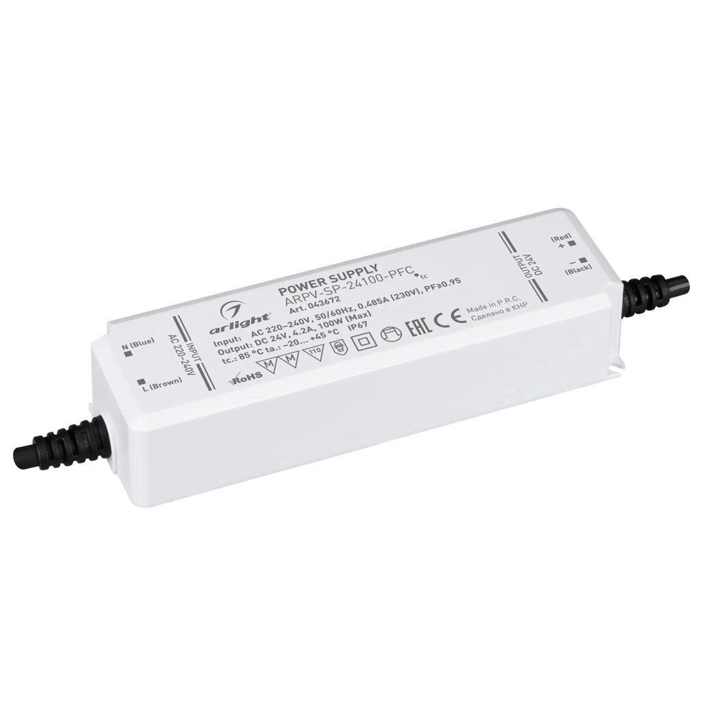 Блок питания ARPV-SP-24100-PFC (24V, 4.2A, 100W) (Arlight, IP67 Пластик, 5 лет) от компании ФЕРОСВЕТ  ( FEROSVET) - фото 1