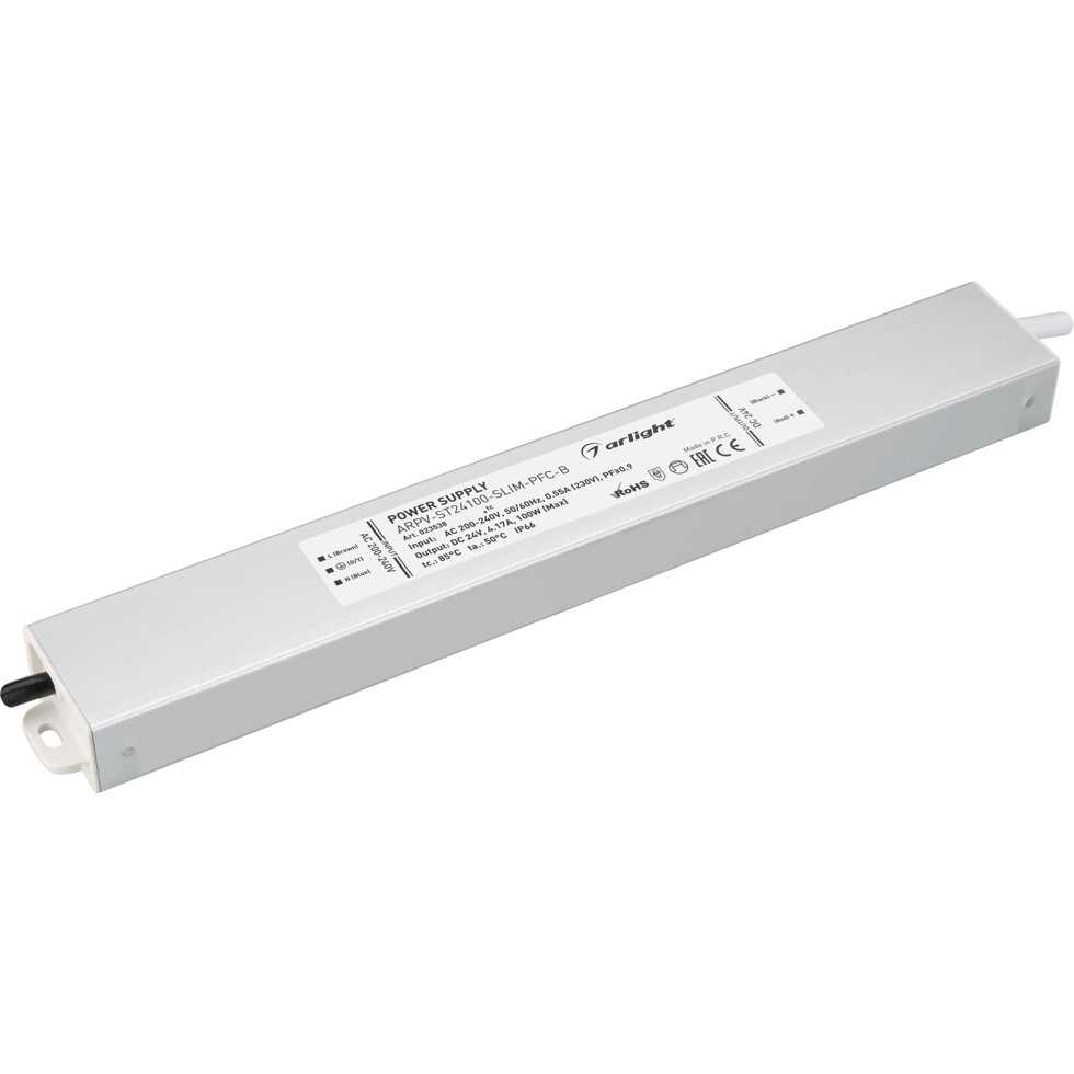 Блок питания ARPV-ST24100-SLIM-PFC-B (24V, 4.2A, 100W) (Arlight, IP67 Металл, 3 года) от компании ФЕРОСВЕТ - фото 1