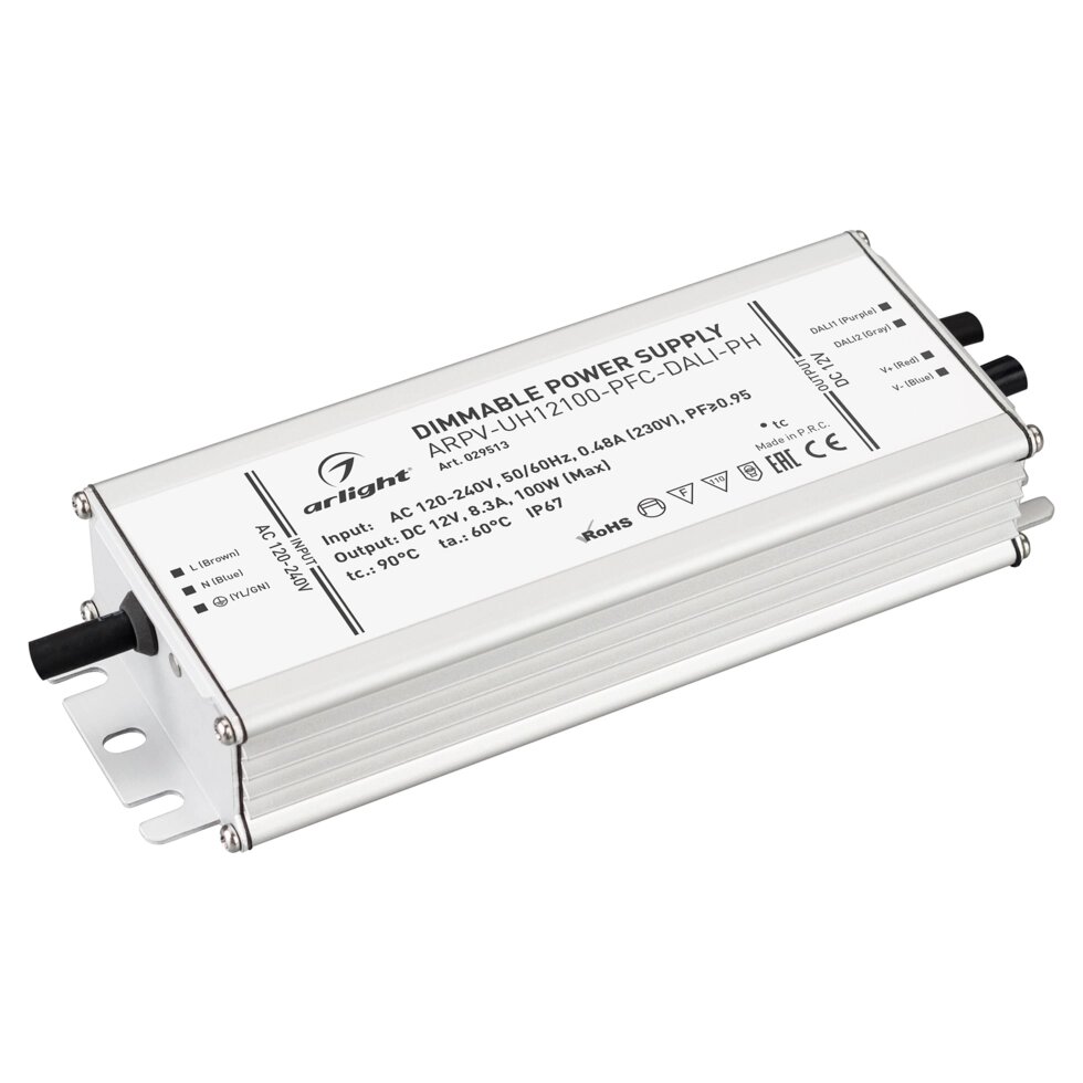 Блок питания ARPV-UH12100-PFC-DALI-PH (12V, 8.3A, 100W) (Arlight, IP67 Металл, 7 лет) от компании ФЕРОСВЕТ - фото 1