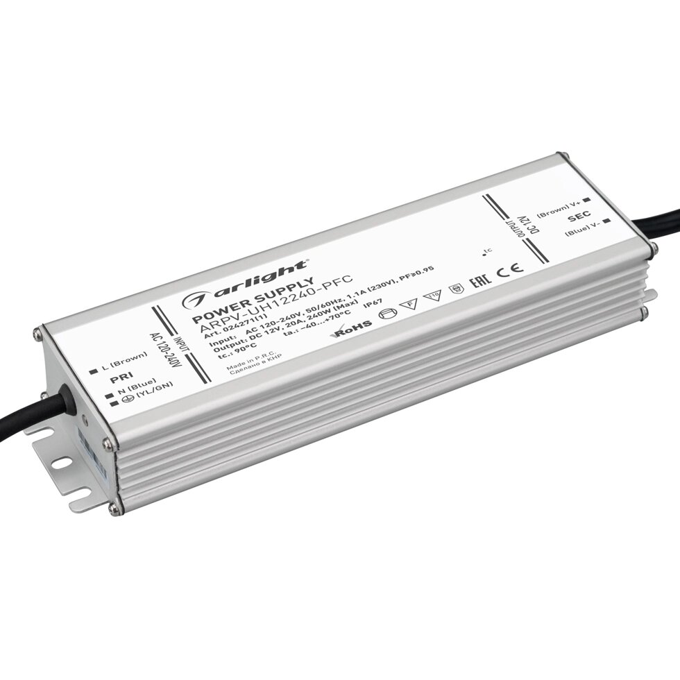 Блок питания ARPV-UH12240-PFC (12V, 20.0A, 240W) (Arlight, IP67 Металл, 7 лет) от компании ФЕРОСВЕТ  ( FEROSVET) - фото 1