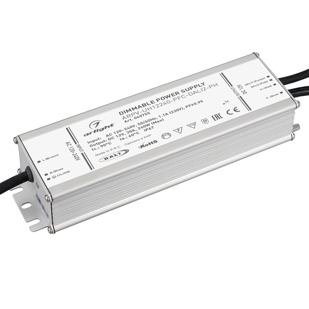 Блок питания ARPV-UH12240-PFC-DALI2-PH (12V, 20A, 240W) (Arlight, IP67 Металл, 7 лет) от компании ФЕРОСВЕТ - фото 1