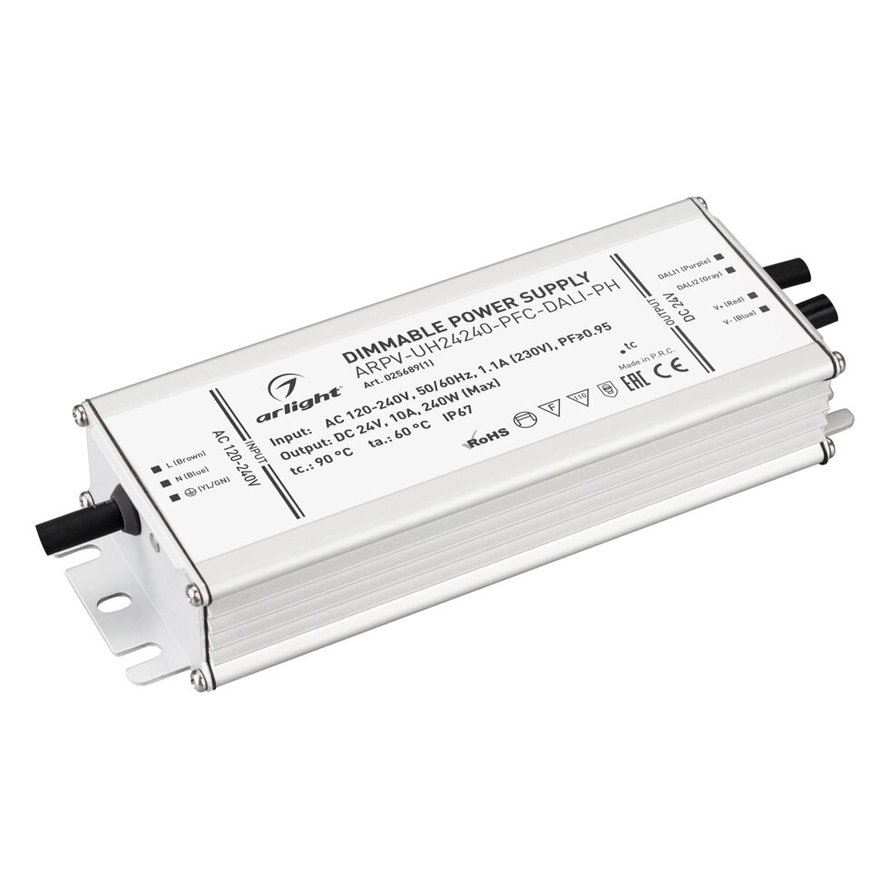 Блок питания ARPV-UH24240-PFC-DALI-PH (24V, 10.0A, 240W) (Arlight, IP67 Металл, 7 лет) от компании ФЕРОСВЕТ - фото 1