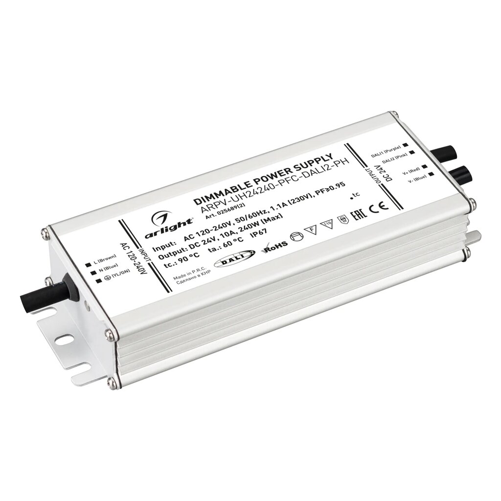 Блок питания ARPV-UH24240-PFC-DALI2-PH (24V, 10.0A, 240W) (Arlight, IP67 Металл, 7 лет) от компании ФЕРОСВЕТ - фото 1