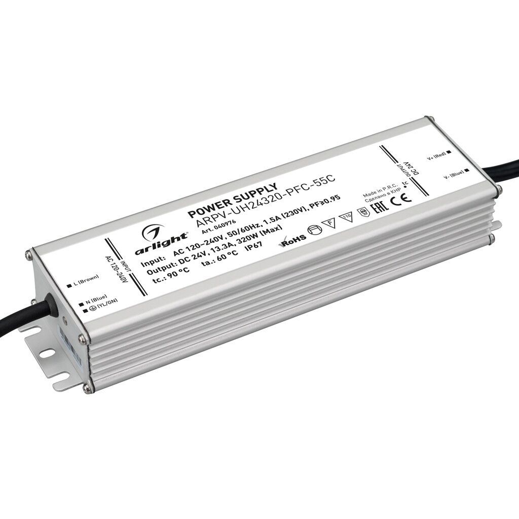 Блок питания ARPV-UH24320-PFC-55C (24V, 13.3A, 320W) (Arlight, IP67 Металл, 5 лет) от компании ФЕРОСВЕТ  ( FEROSVET) - фото 1