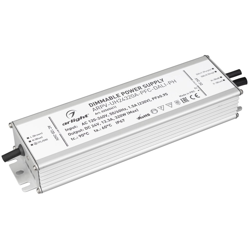 Блок питания ARPV-UH24320A-PFC-DALI-PH (24V, 13.3A, 320W) (Arlight, IP67 Металл, 7 лет) от компании ФЕРОСВЕТ - фото 1