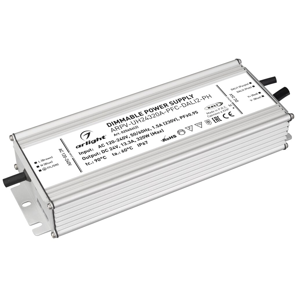 Блок питания ARPV-UH24320A-PFC-DALI2-PH (24V, 13.3A, 320W) (Arlight, IP67 Металл, 7 лет) от компании ФЕРОСВЕТ  ( FEROSVET) - фото 1