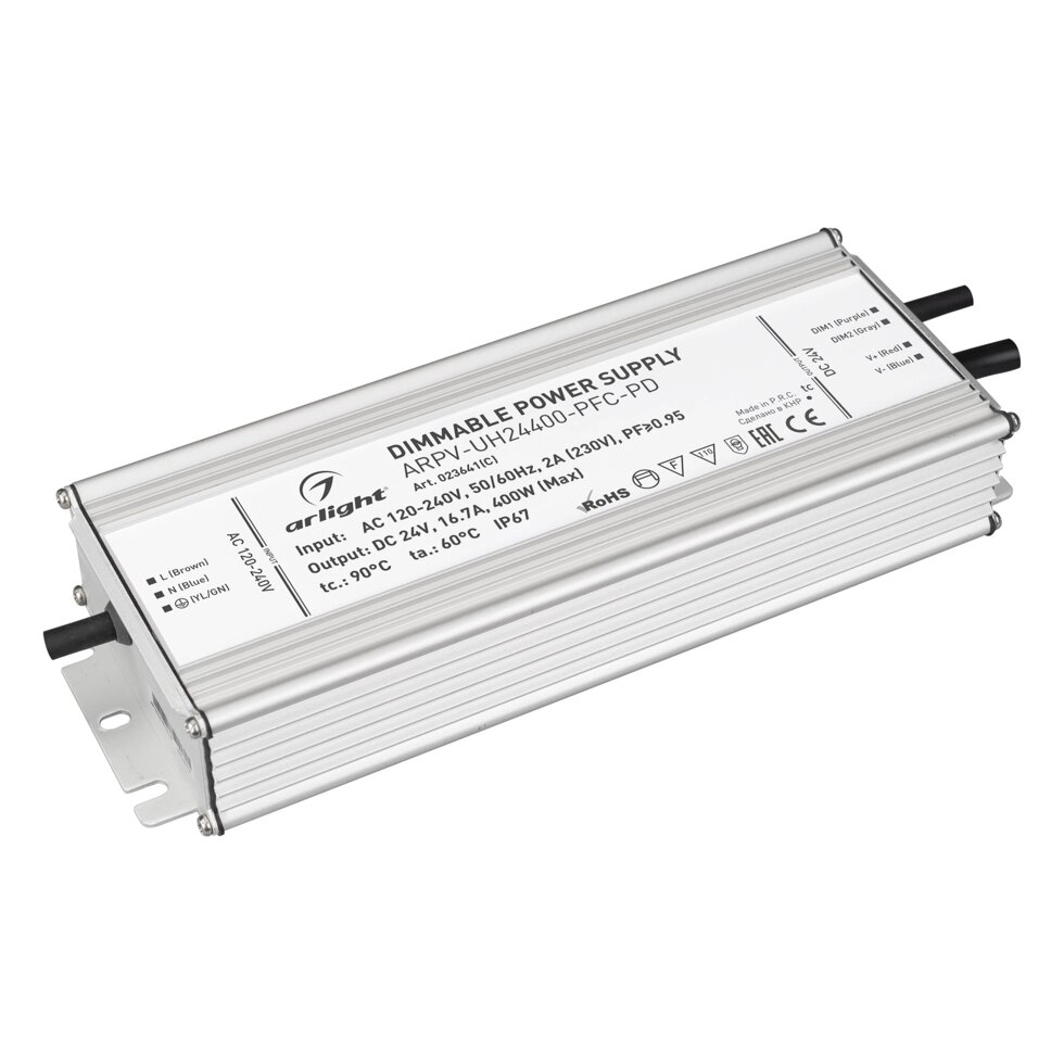 Блок питания ARPV-UH24400-PFC-PD (24V, 16.7A, 400W) (Arlight, IP67 Металл, 5 лет) от компании ФЕРОСВЕТ - фото 1