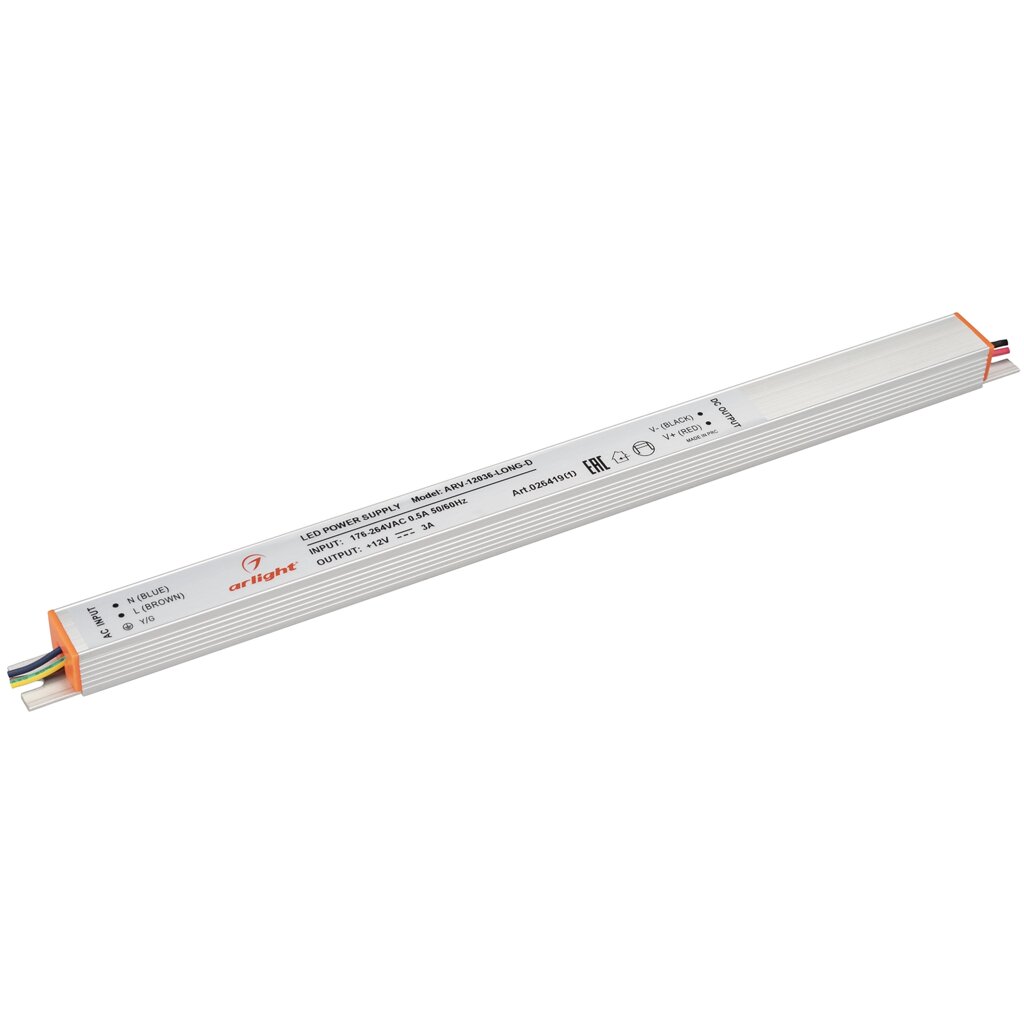 Блок питания ARV-12036-LONG-D (12V, 3A, 36W) (Arlight, IP20 Металл, 2 года) от компании ФЕРОСВЕТ - фото 1