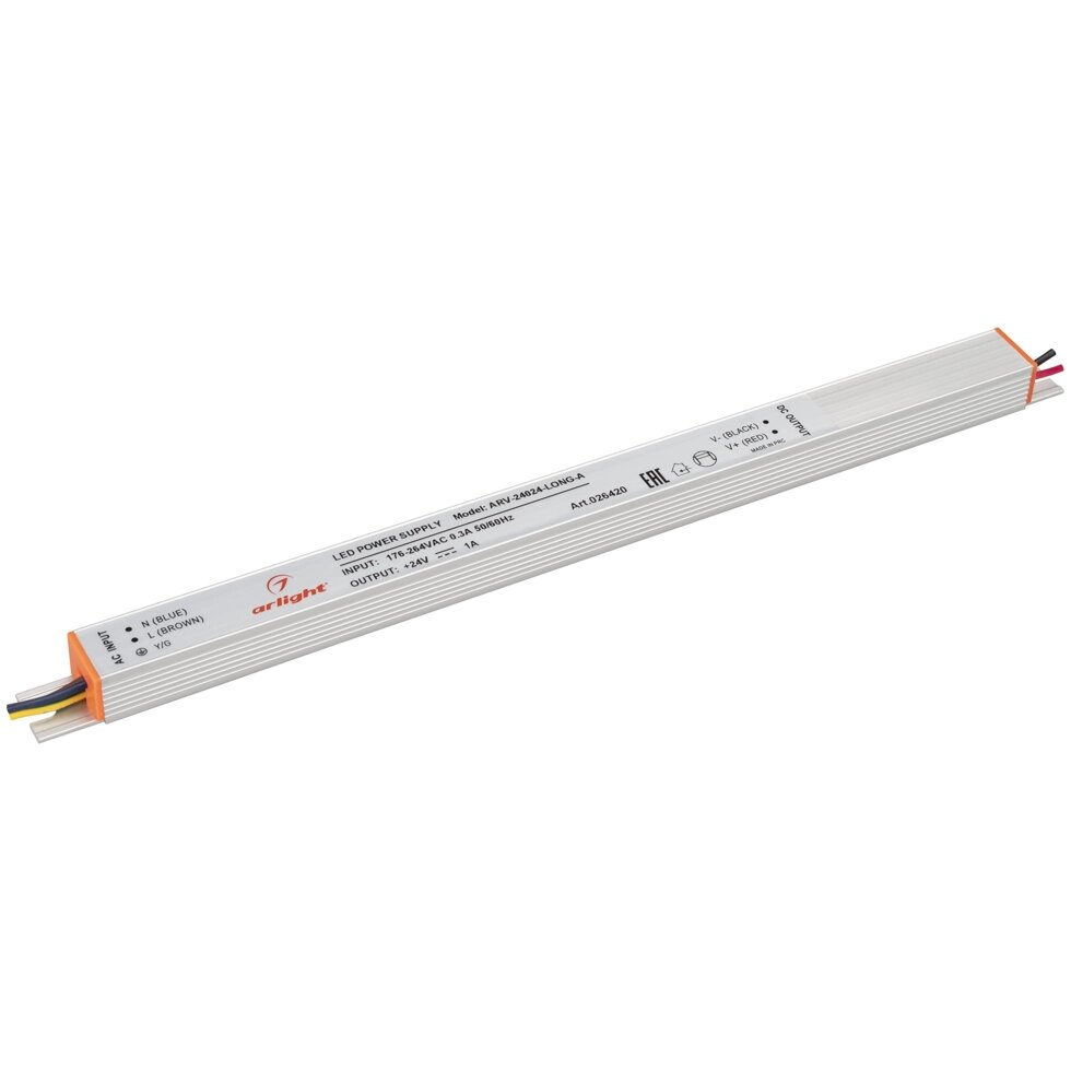 Блок питания ARV-24024-LONG-A (24V, 1A, 24W) (Arlight, IP20 Металл, 2 года) от компании ФЕРОСВЕТ - фото 1