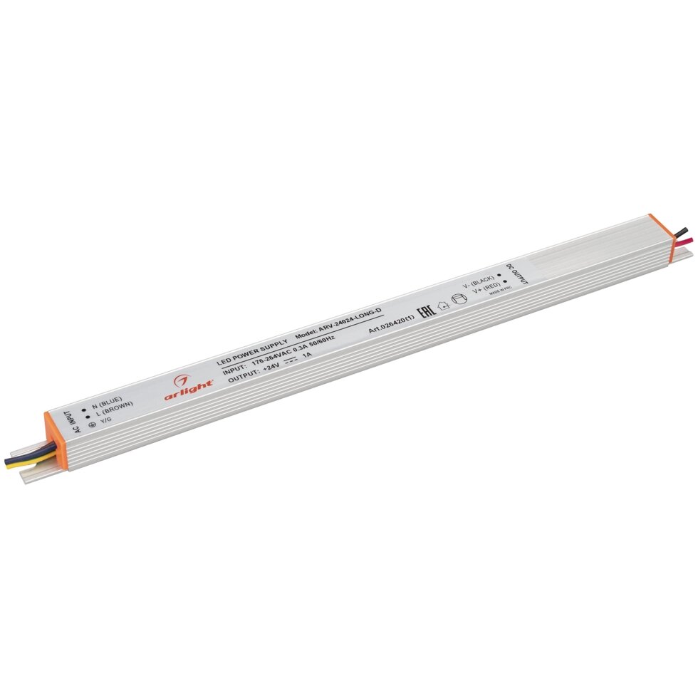 Блок питания ARV-24024-LONG-D (24V, 1A, 24W) (Arlight, IP20 Металл, 2 года) от компании ФЕРОСВЕТ - фото 1