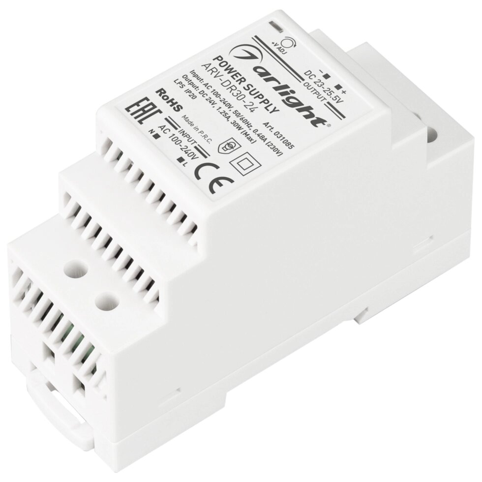 Блок питания ARV-DR30-24 (24V, 1.25A, 30W) (Arlight, IP20 DIN-рейка) от компании ФЕРОСВЕТ  ( FEROSVET) - фото 1