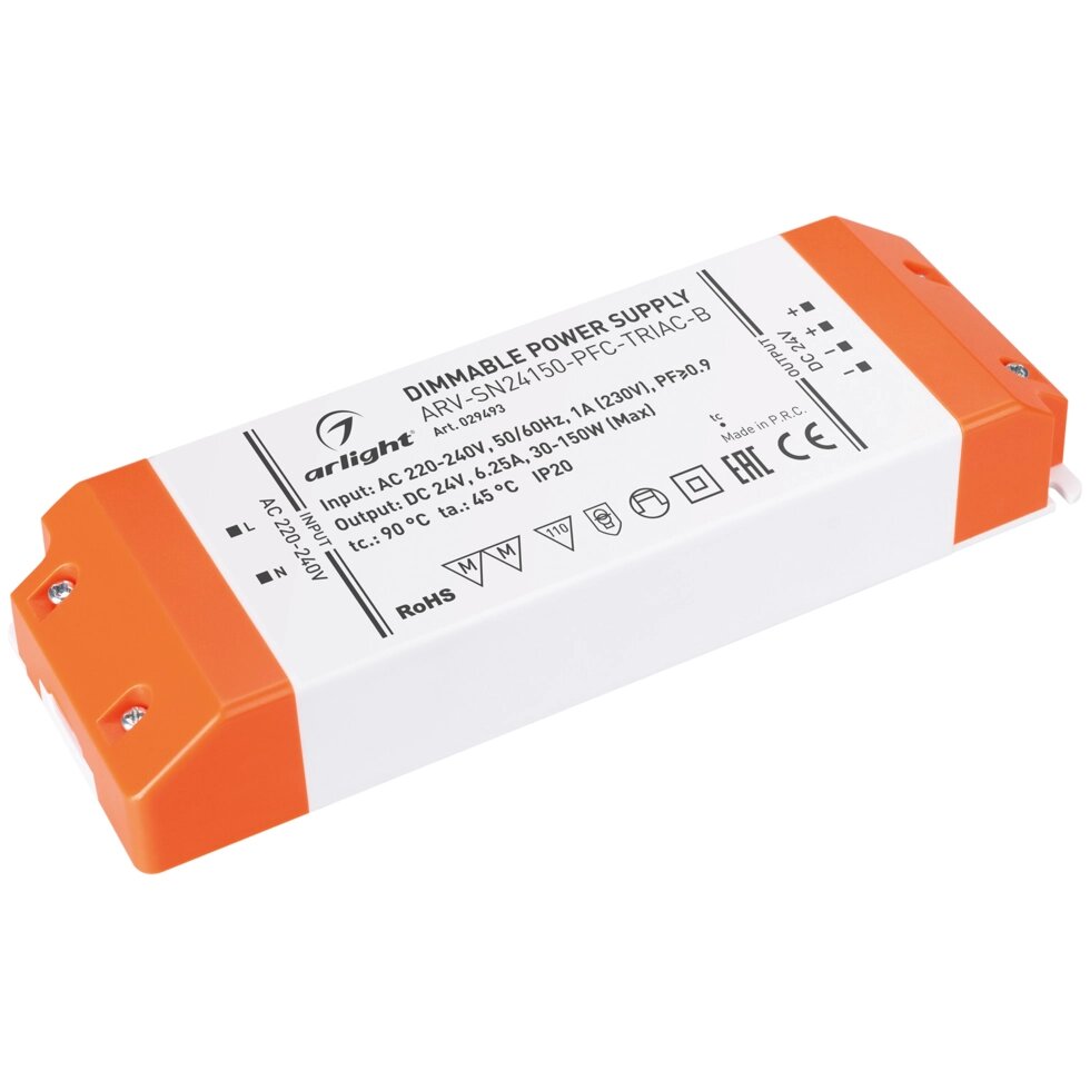 Блок питания ARV-SN24150-PFC-TRIAC-B (24V, 6.25A, 150W) (Arlight, IP20 Пластик, 3 года) от компании ФЕРОСВЕТ - фото 1