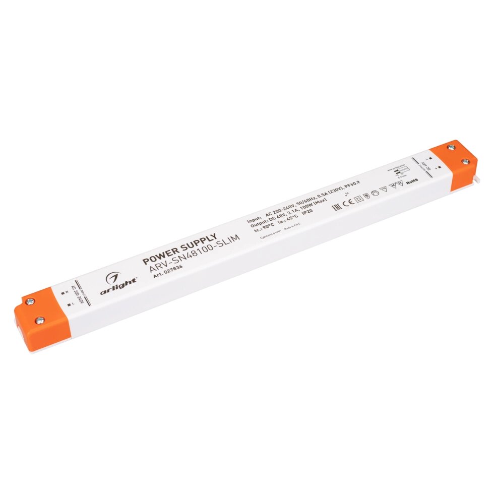 Блок питания ARV-SN48100-SLIM (48V, 2.1A, 100W, PFC) (Arlight, IP20 Пластик, 3 года) от компании ФЕРОСВЕТ  ( FEROSVET) - фото 1