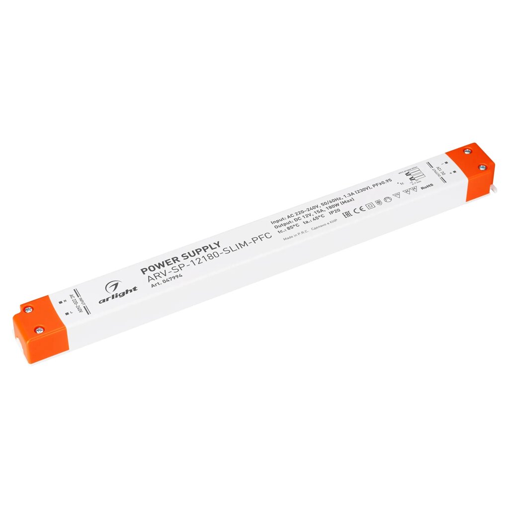 Блок питания ARV-SP-12180-SLIM-PFC (12V, 15A, 180W) (Arlight, IP20 Пластик, 5 лет) 047994 от компании ФЕРОСВЕТ  ( FEROSVET) - фото 1