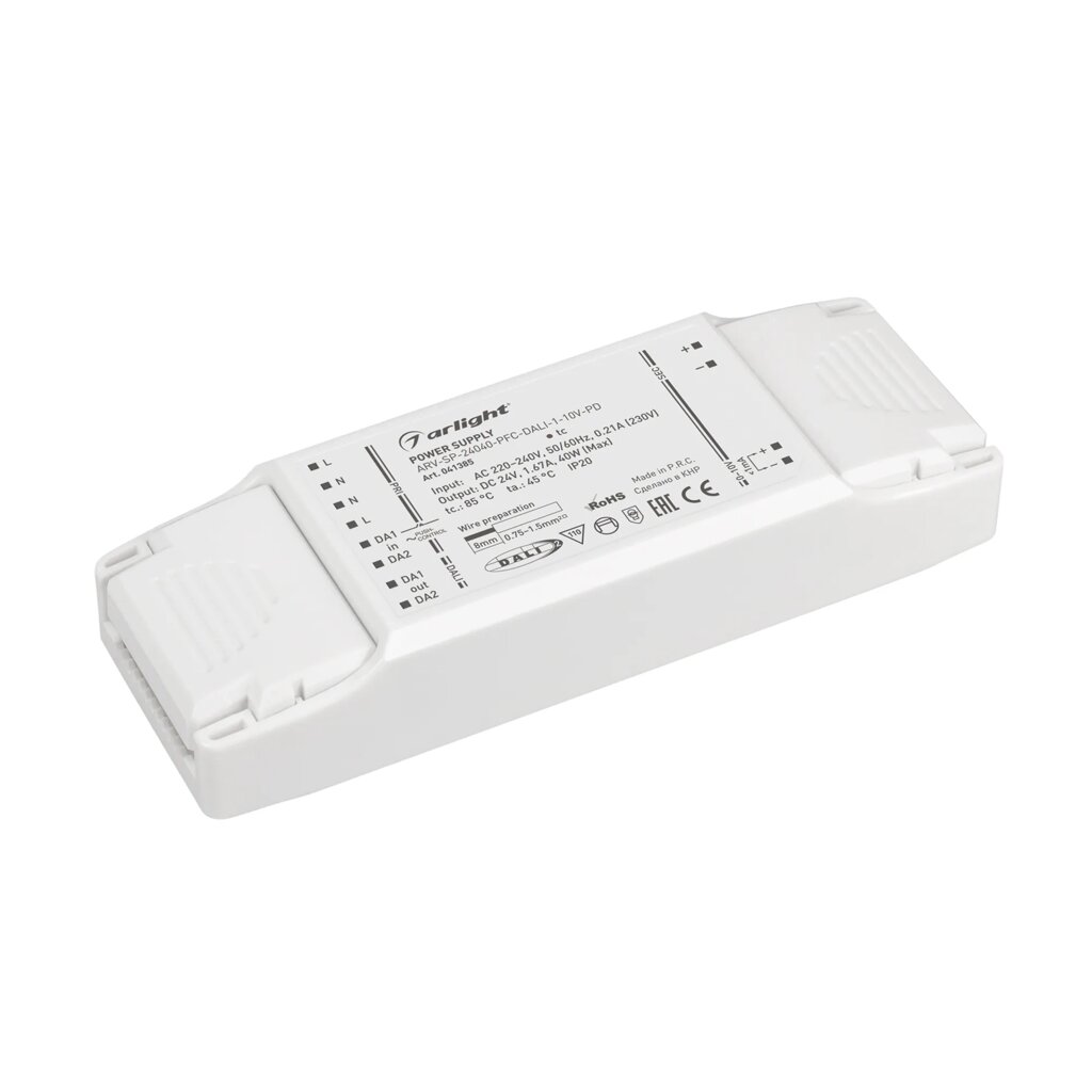 Блок питания ARV-SP-24040-PFC-DALI-1-10V-PD (24V, 1.67A, 40W) (Arlight, IP20 Пластик, 5 лет) от компании ФЕРОСВЕТ  ( FEROSVET) - фото 1