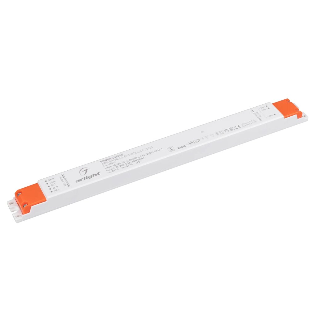 Блок питания ARV-SP-24060-PFC-DT8-CCT-LONG (24V, 2.5A, 60W) (Arlight, IP20 Пластик, 5 лет) 048242 от компании ФЕРОСВЕТ  ( FEROSVET) - фото 1