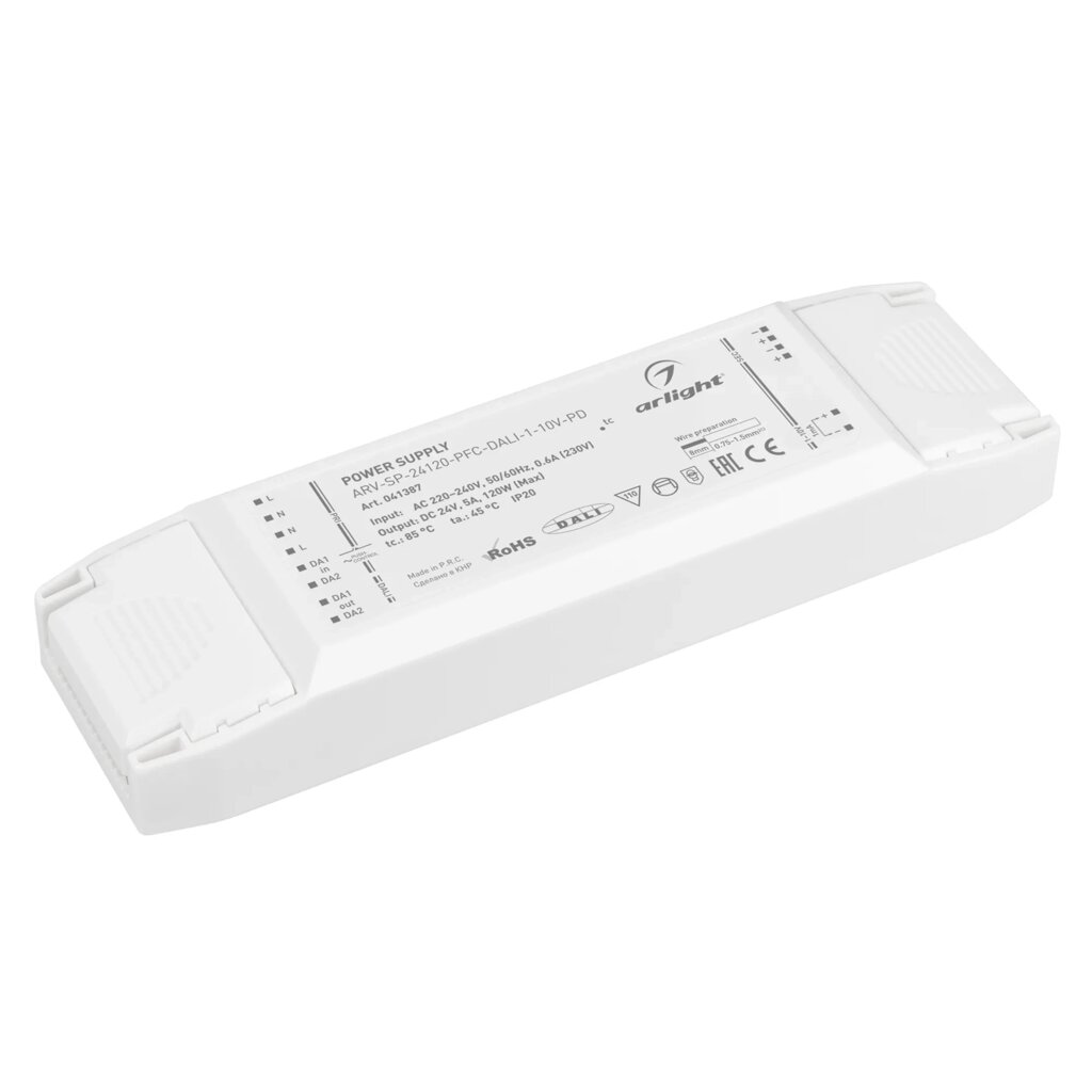 Блок питания ARV-SP-24120-PFC-DALI-1-10V-PD (24V, 5A, 120W) (Arlight, IP20 Пластик, 5 лет) от компании ФЕРОСВЕТ - фото 1