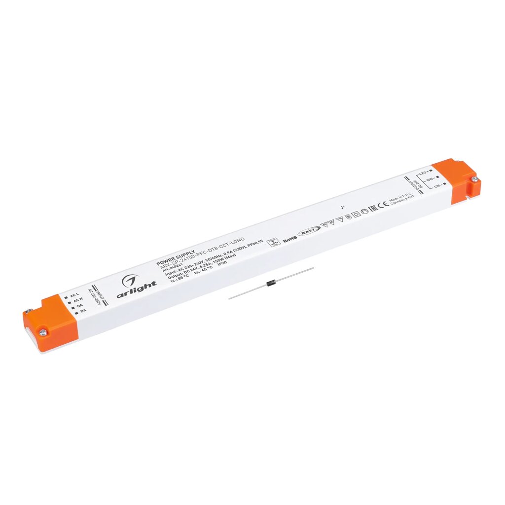 Блок питания ARV-SP-24150-PFC-DT8-CCT-LONG (24V, 6.25A, 150W) (Arlight, IP20 Пластик, 5 лет) 048241 от компании ФЕРОСВЕТ  ( FEROSVET) - фото 1