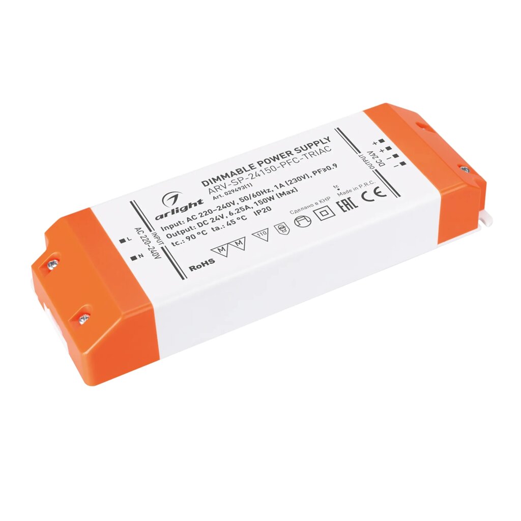 Блок питания ARV-SP-24150-PFC-TRIAC (24V, 6.25A, 150W) (Arlight, IP20 Пластик, 5 лет) 029493(1) от компании ФЕРОСВЕТ  ( FEROSVET) - фото 1