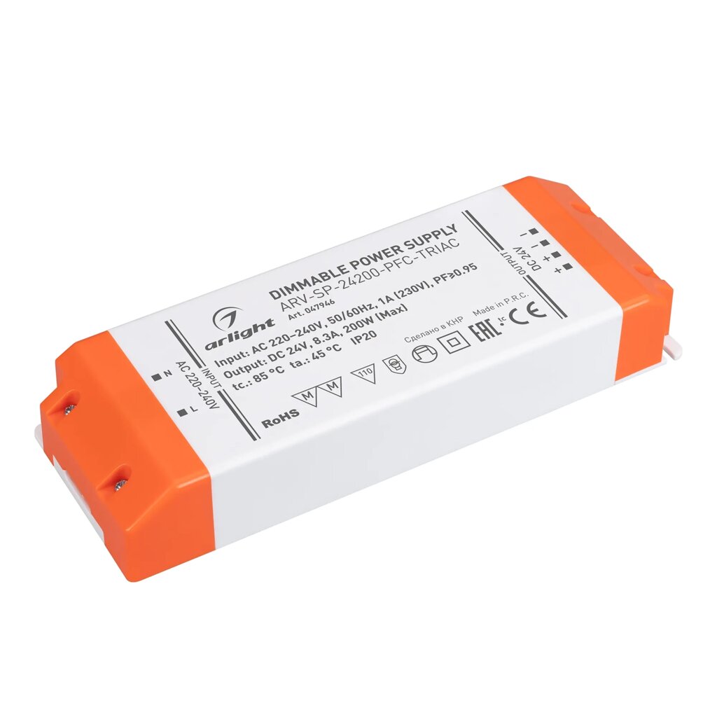 Блок питания ARV-SP-24200-PFC-TRIAC (24V, 8.3A, 200W) (Arlight, IP20 Пластик, 5 лет) 047946 от компании ФЕРОСВЕТ  ( FEROSVET) - фото 1