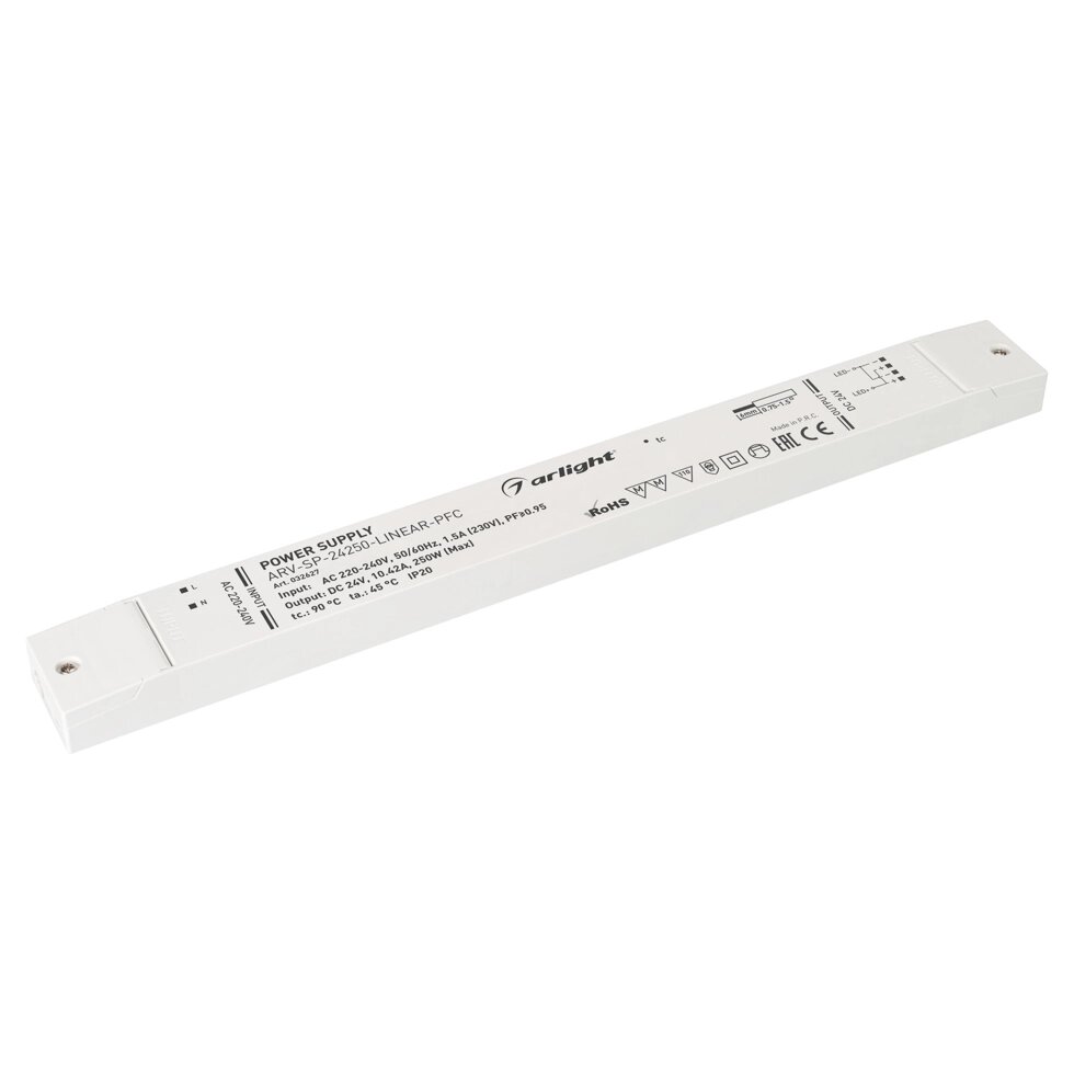 Блок питания ARV-SP-24250-LINEAR-PFC (24V, 10.42A, 250W) (Arlight, IP20 Пластик, 5 лет) от компании ФЕРОСВЕТ  ( FEROSVET) - фото 1