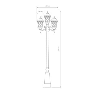 Cassiopeya F/3 черное золото уличный трехрожковый светильник на столбе IP44 Cassiopeya F/3 черное золото