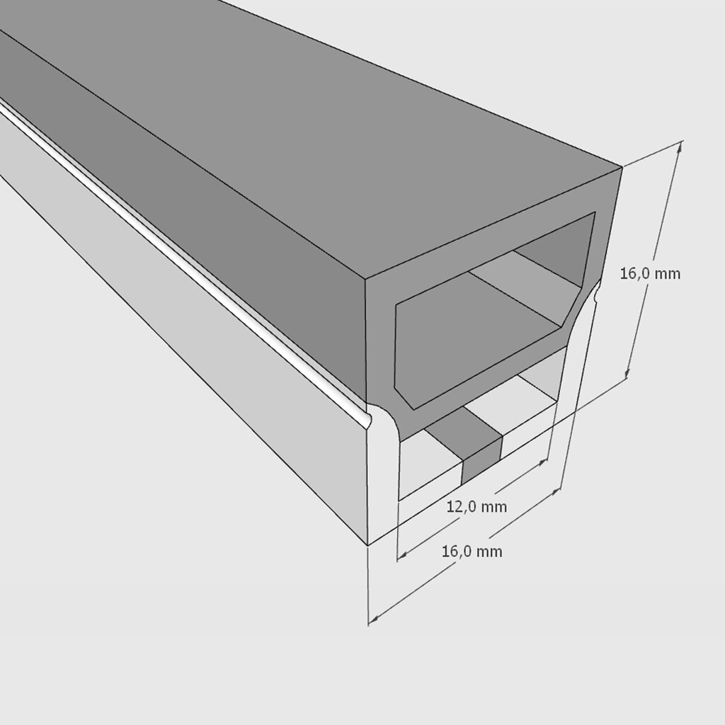 Cиликоновая оболочка T1616 S38 (16*16mm, трехстороннее свечение, pcb 10mm) от компании ФЕРОСВЕТ  ( FEROSVET) - фото 1