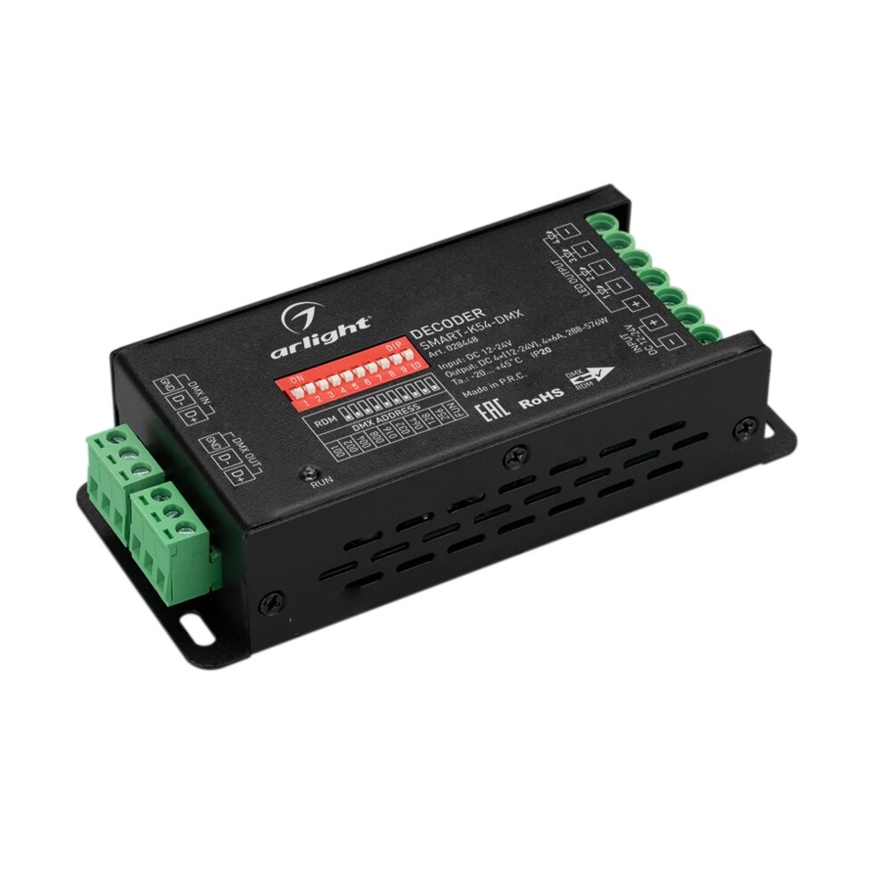 Декодер SMART-K54-DMX (12-24V, 4x6A) (Arlight, IP20 Металл, 5 лет) от компании ФЕРОСВЕТ  ( FEROSVET) - фото 1