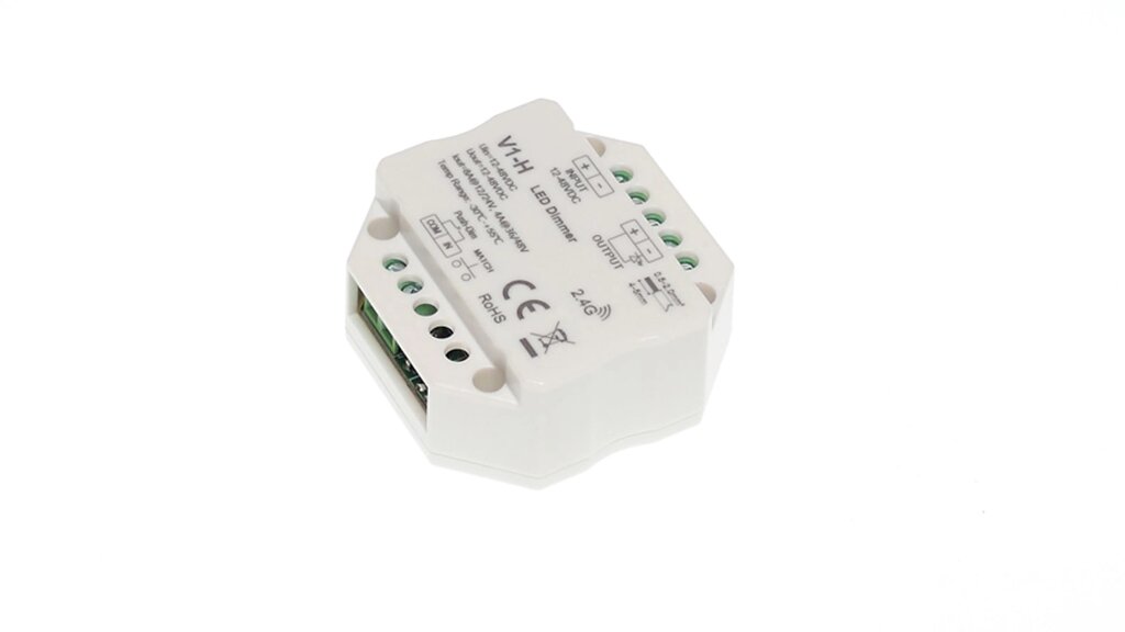 Диммер V1-H IC4 RF/Push Dim (12-48V, 1ch x 8A, 12/24V, 96/192W, 1ch x 4A, 36/48V, 144/192W) DELCI от компании ФЕРОСВЕТ - фото 1