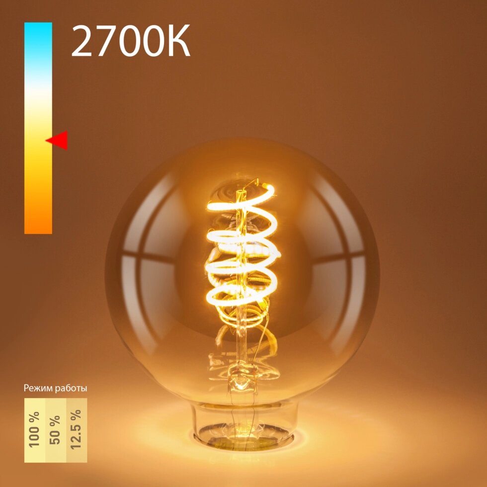 Филаментная светодиодная лампа Dimmable 5W 2700K E27 (G95 тонированный) BLE2747 от компании ФЕРОСВЕТ - фото 1