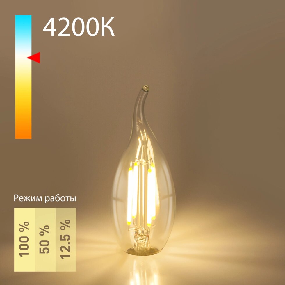 Филаментная светодиодная лампа Dimmable "Свеча на ветру" CW35 5W 4200K E14 BLE1424 от компании ФЕРОСВЕТ - фото 1