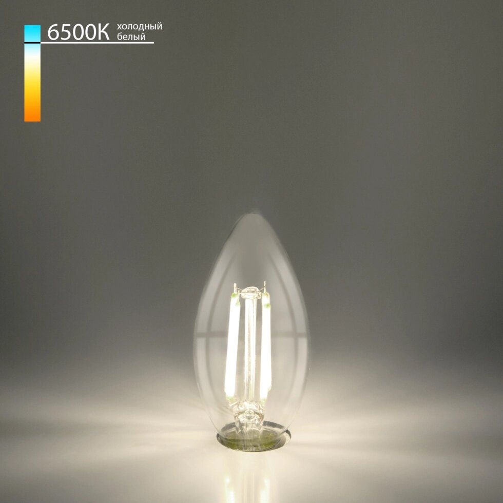 Филаментная светодиодная лампа Свеча 9W 6500K E14 (CW35 прозрачный) BLE1440 от компании ФЕРОСВЕТ - фото 1