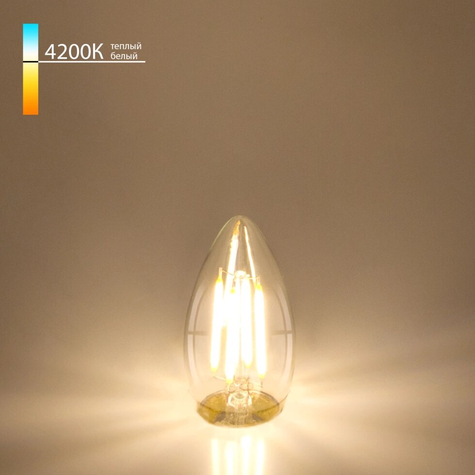 Филаментная светодиодная лампа "Свеча" C35 9W 4200K E27 (C35 прозрачный) BLE2706 от компании ФЕРОСВЕТ - фото 1