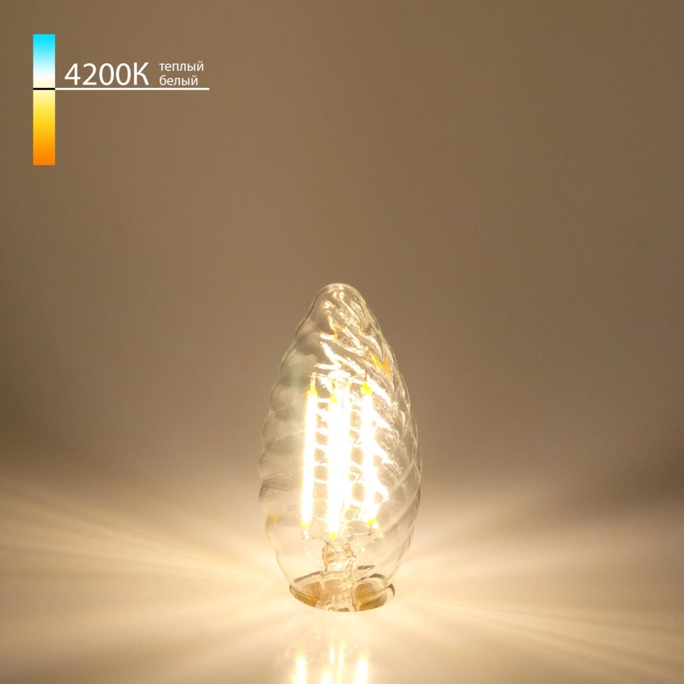 Филаментная светодиодная лампа Свеча витая F 7W 4200K E14 прозрачный BLE1414 от компании ФЕРОСВЕТ - фото 1