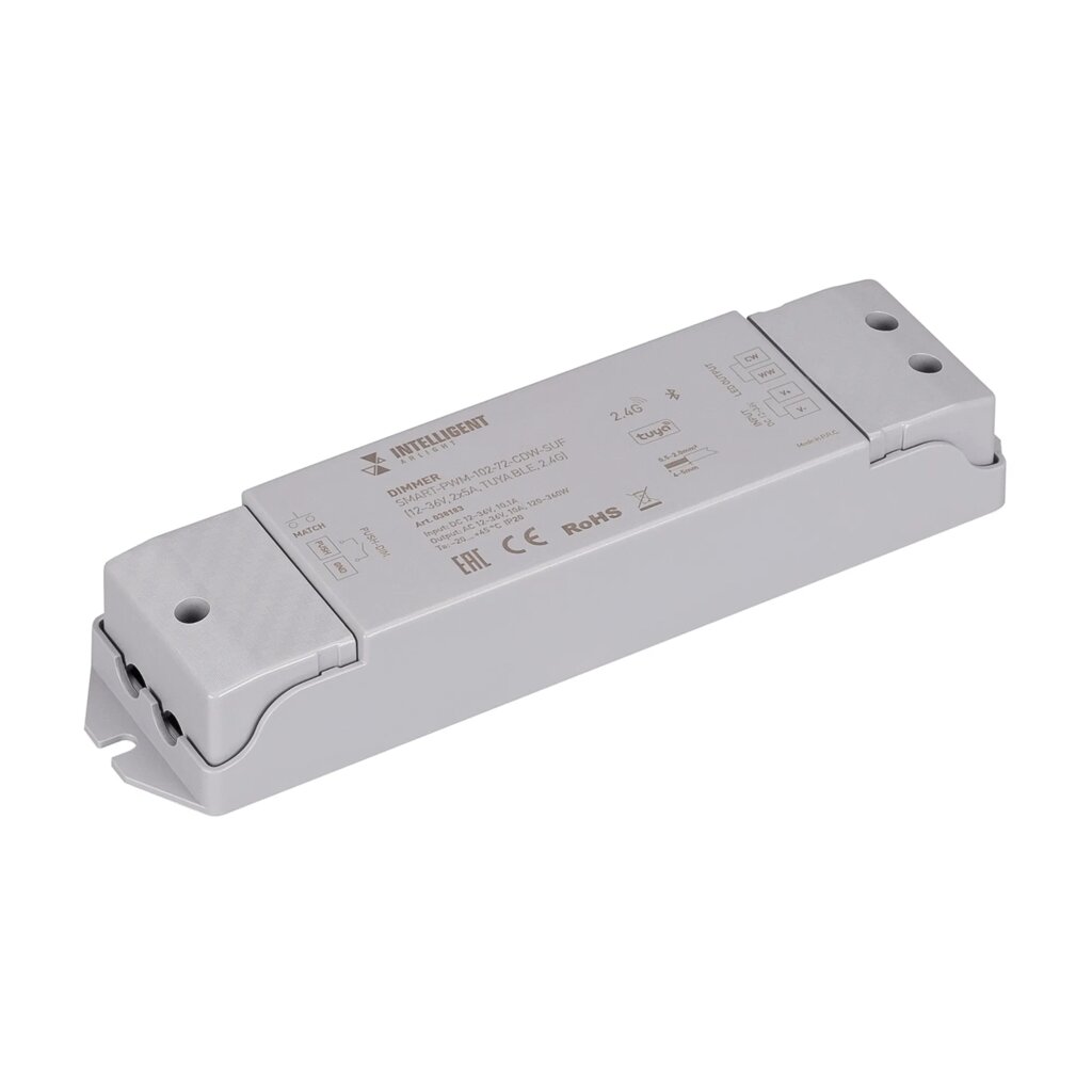 INTELLIGENT ARLIGHT Диммер SMART-PWM-102-72-CDW-SUF (12-36V, 2x5A, TUYA BLE, 2.4G) (IARL, IP20 Пластик, 5 лет) от компании ФЕРОСВЕТ  ( FEROSVET) - фото 1