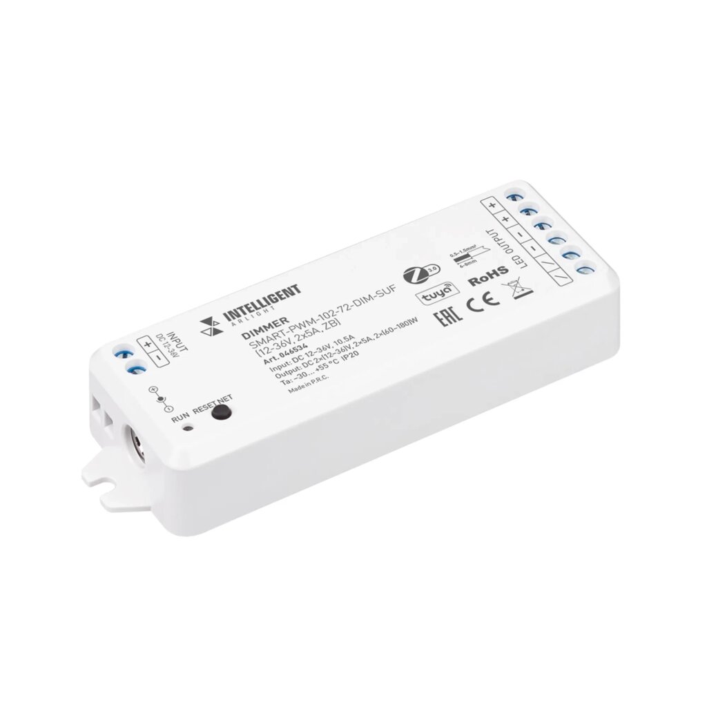 INTELLIGENT ARLIGHT Диммер SMART-PWM-102-72-DIM-SUF (12-36V, 2x5A, ZB) (IARL, Пластик) 046534 от компании ФЕРОСВЕТ  ( FEROSVET) - фото 1