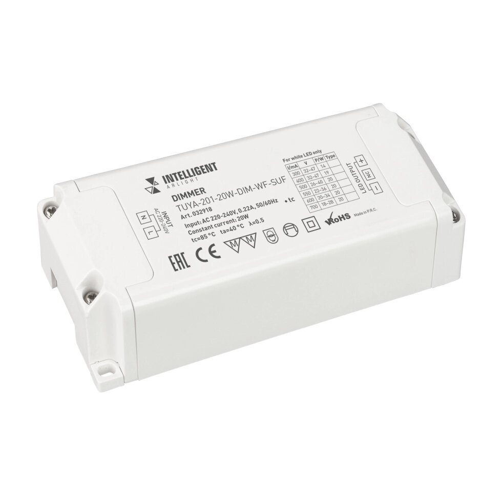 INTELLIGENT ARLIGHT Диммер TUYA-201-20W-DIM-WF-SUF (230V, 433MHz, 300-700mA) (IARL, IP20 Пластик, 3 года) от компании ФЕРОСВЕТ  ( FEROSVET) - фото 1