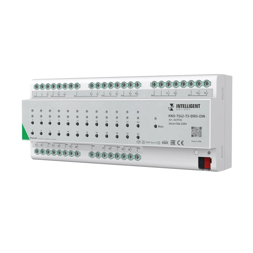 INTELLIGENT ARLIGHT Релейный модуль KNX-7242-72-DRO-DIN Grey (BUS, 24x10A) (IARL, IP20 Пластик, 2 года) 049900 от компании ФЕРОСВЕТ  ( FEROSVET) - фото 1