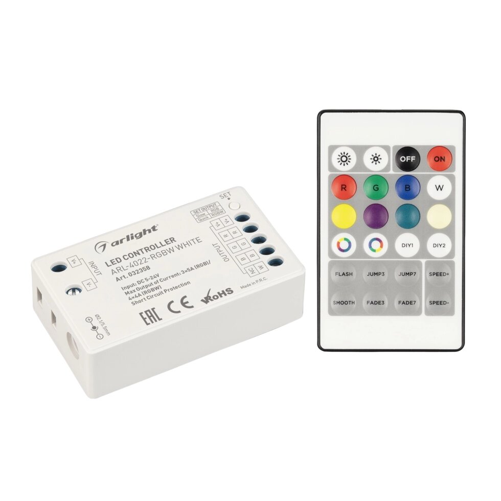 Контроллер ARL-4022-RGBW White (5-24V, 4x4A, ПДУ 24кн, RF) (Arlight, IP20 Пластик, 3 года) от компании ФЕРОСВЕТ - фото 1