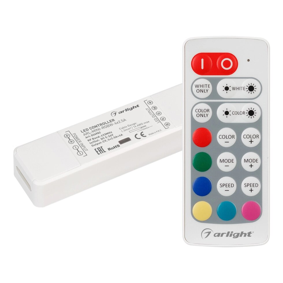 Контроллер ARL-MINI-RGBW-4x2.5A (5-24V, RF ПДУ 20кн) (Arlight, IP20 Пластик, 1 год) от компании ФЕРОСВЕТ - фото 1