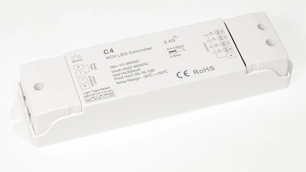 Контроллер C4 IC58 RGBW/RGB/CCT/DIM (12-48V, 4ch x 350mA) DELCI от компании ФЕРОСВЕТ  ( FEROSVET) - фото 1