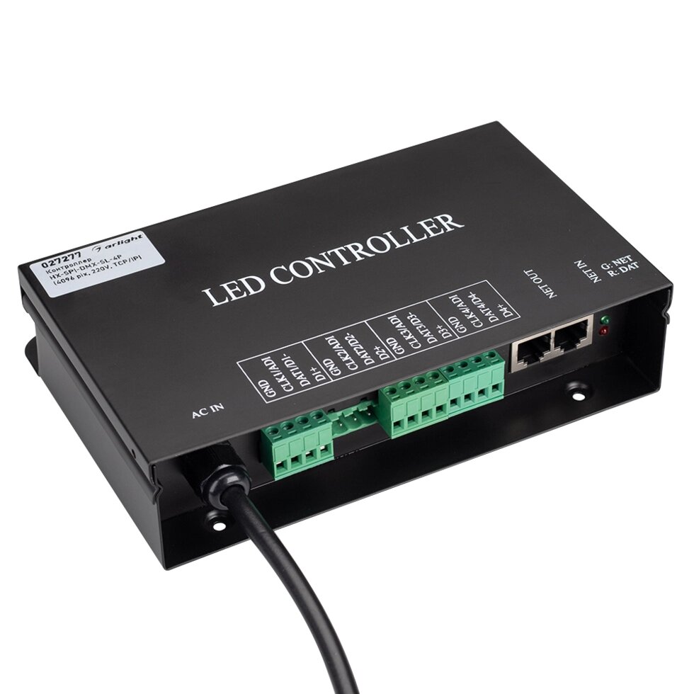 Контроллер HX-SPI-DMX-SL-4P (4096 pix, 220V, TCP/IP, add, ArtNet) (Arlight, IP20 Металл, 2 года) от компании ФЕРОСВЕТ - фото 1
