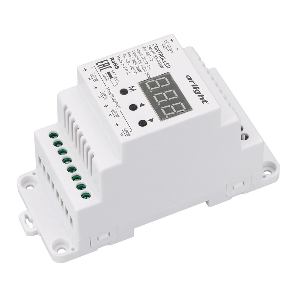 Контроллер SMART-K3-RGBW (12-36V, 4x5A, DIN, 2.4G) (Arlight, IP20 Пластик, 5 лет) от компании ФЕРОСВЕТ - фото 1