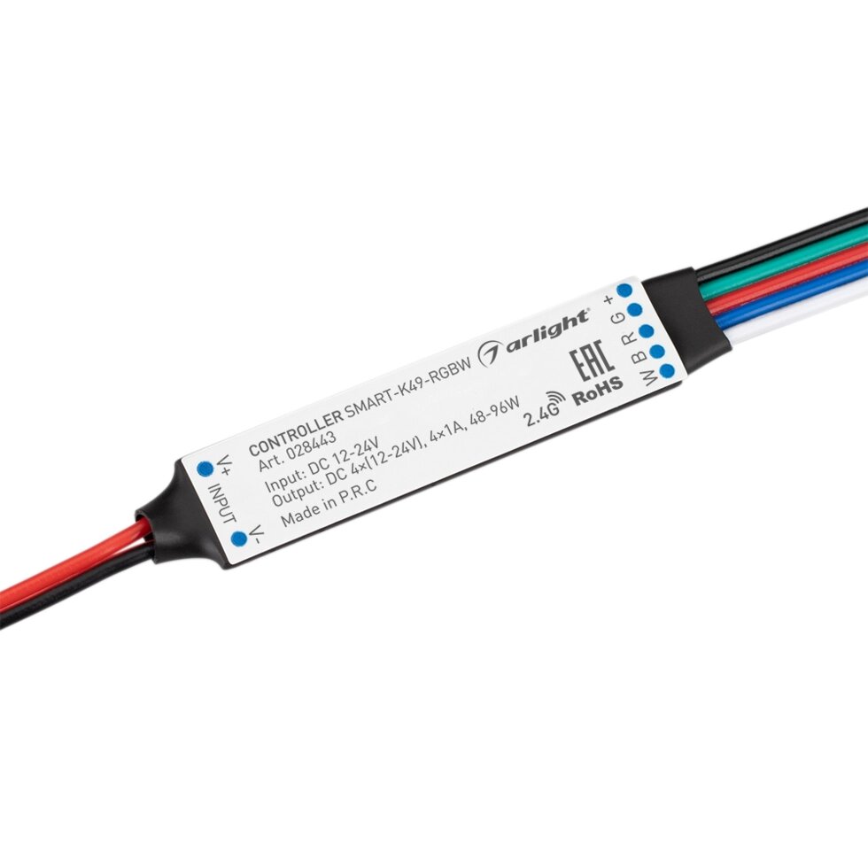 Контроллер SMART-K49-RGBW (12-24V, 4x1A, 2.4G) (Arlight, IP20 Пластик, 5 лет) от компании ФЕРОСВЕТ - фото 1