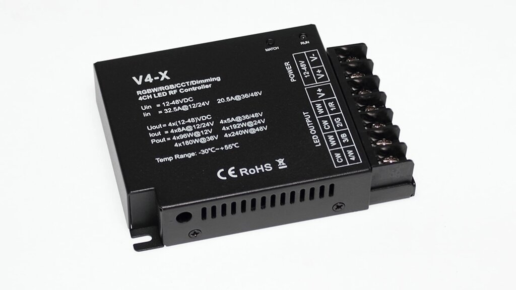 Контроллер V4-X IC55 RGBW/RGB/CCT/DIM (12-24V, 4ch x 8A, 384/768W, 36-48V, 4ch x 5A, 720/960W) DELCI от компании ФЕРОСВЕТ - фото 1