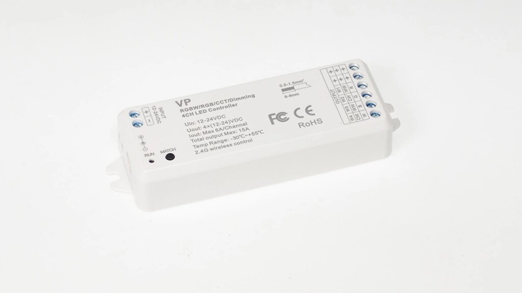 Контроллер VP IC51 RGBW/RGB/CCT/DIM (12-24V, 4ch x 6A, 180/360W) DELCI от компании ФЕРОСВЕТ - фото 1