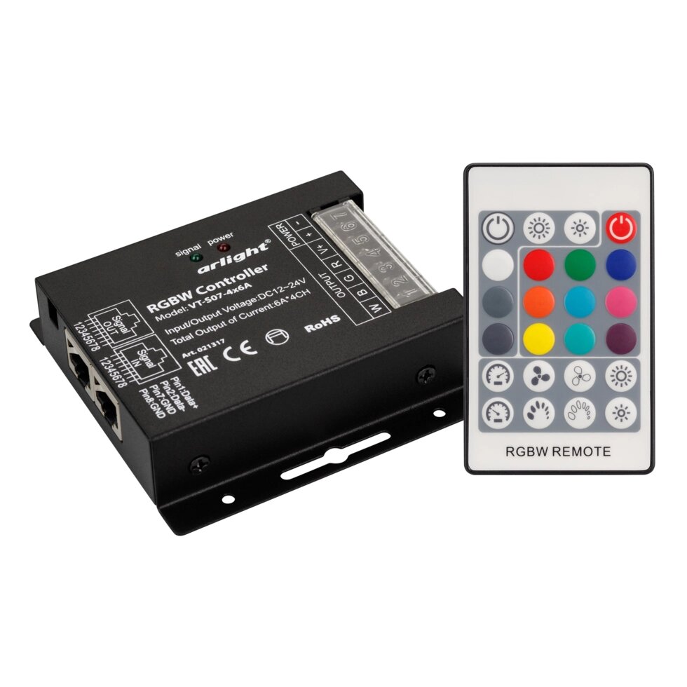 Контроллер VT-S07-4x6A (12-24V, ПДУ 24 кн, RF) (Arlight, IP20 Металл, 3 года) от компании ФЕРОСВЕТ - фото 1