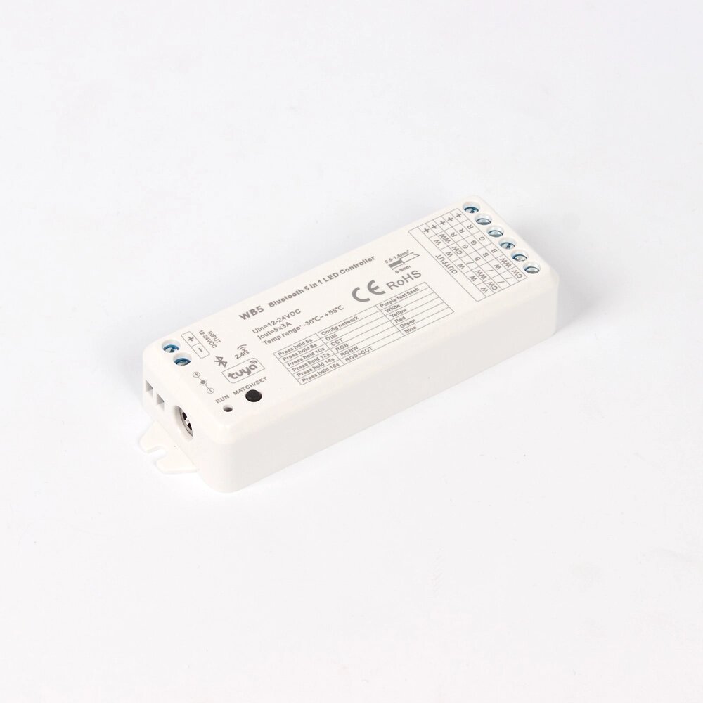 Контроллер WB5 KZ4 (Bluetooth, 2.4G, tuya, 12-24V, 5ch x 3A, 180/360W) DELCI от компании ФЕРОСВЕТ - фото 1