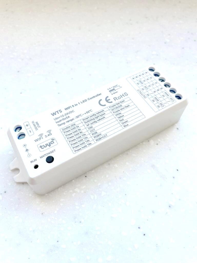 Контроллер WZ5 KZ8 (2.4G, tuya, 12-24V, 5ch x 3A, 180/360W) DELCI от компании ФЕРОСВЕТ - фото 1